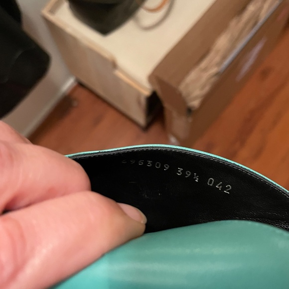 Gucci Women's Turquoise Mid Heel Open Toe Mules Sz 39.5 - Picture 10 of 11